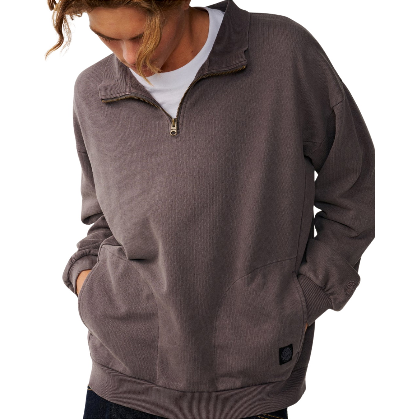 Rip Curl Herre Premium Surf 1/4 Zip Crew 0AOMFL - Deep Mushroom
